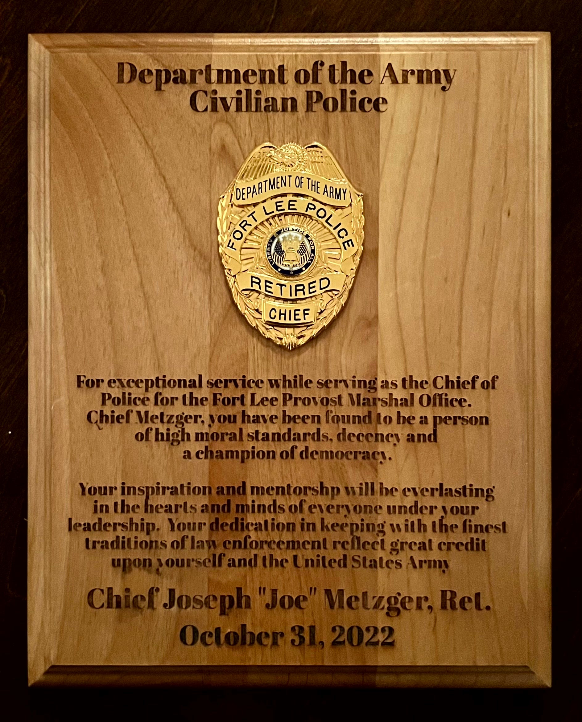 Military Wood Engraved Plaque, Going Away Gift, Military Award, Engraved Wood  Plaque, Custom Engraved Wood Award, 