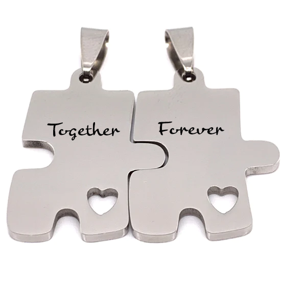 Personalized 2 Piece Break Apart Puzzle Pendants