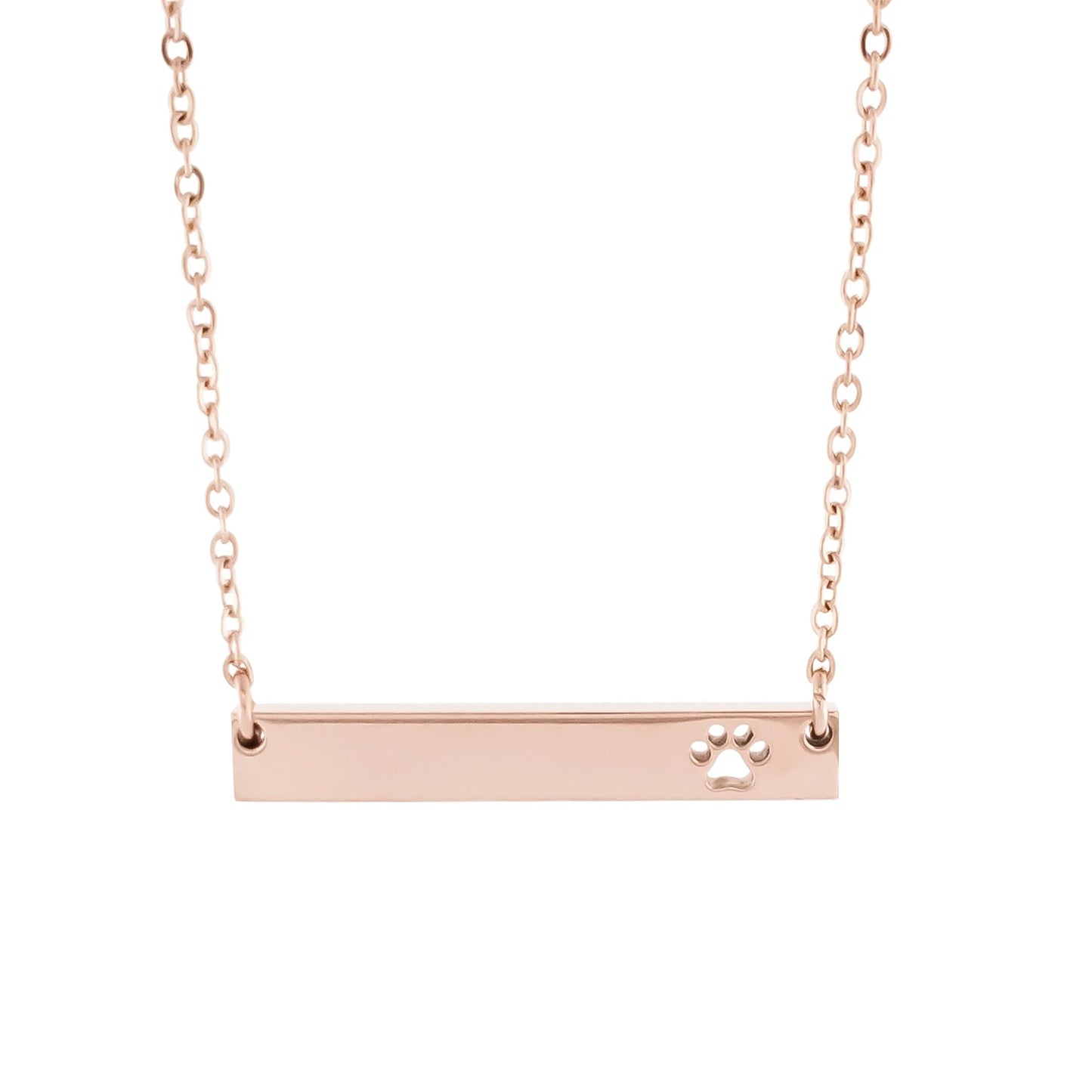 Personalized Paw Print Bar Necklace