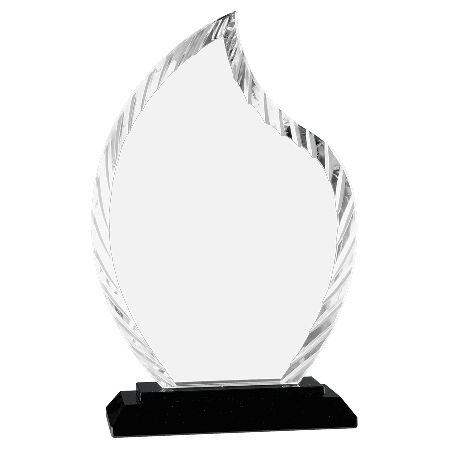 8" Flame Accent Glass Award on Black Base