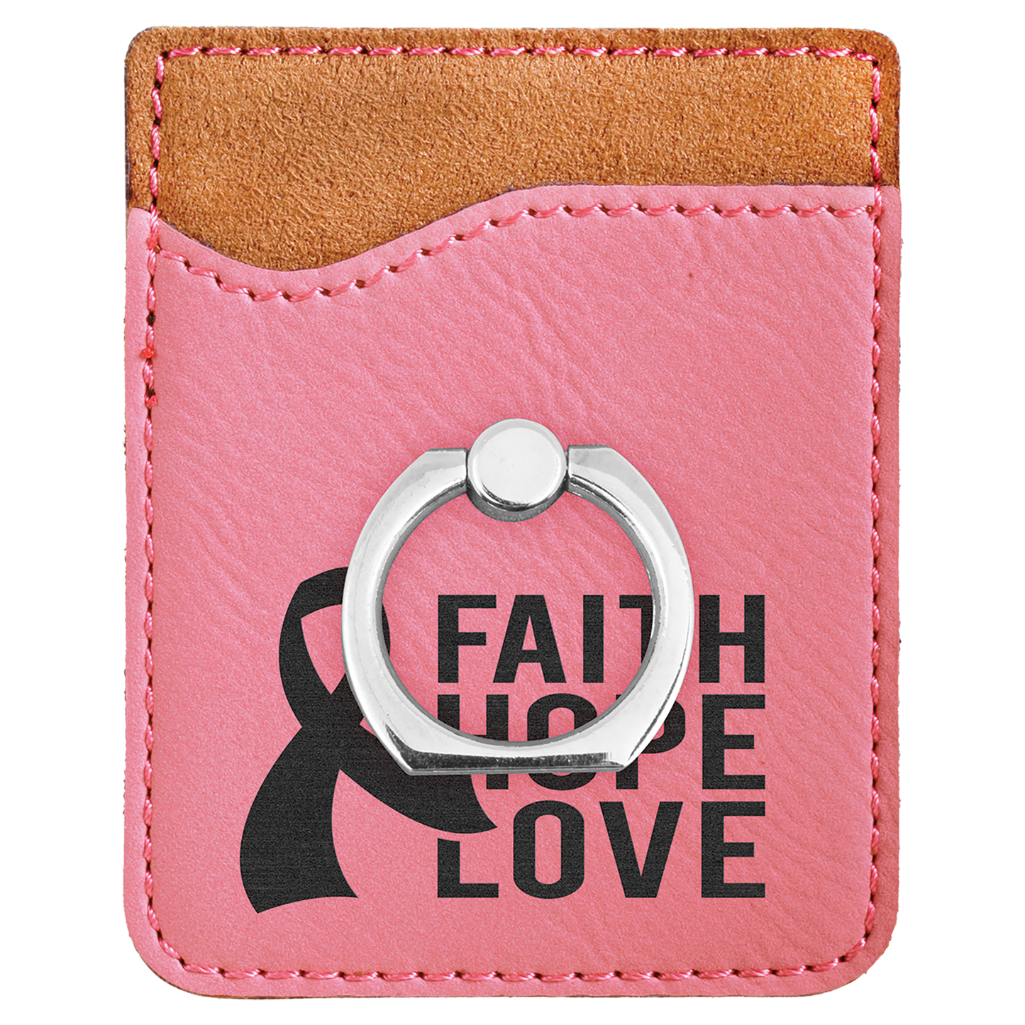 Leatherette Cell Phone Wallet with Ring