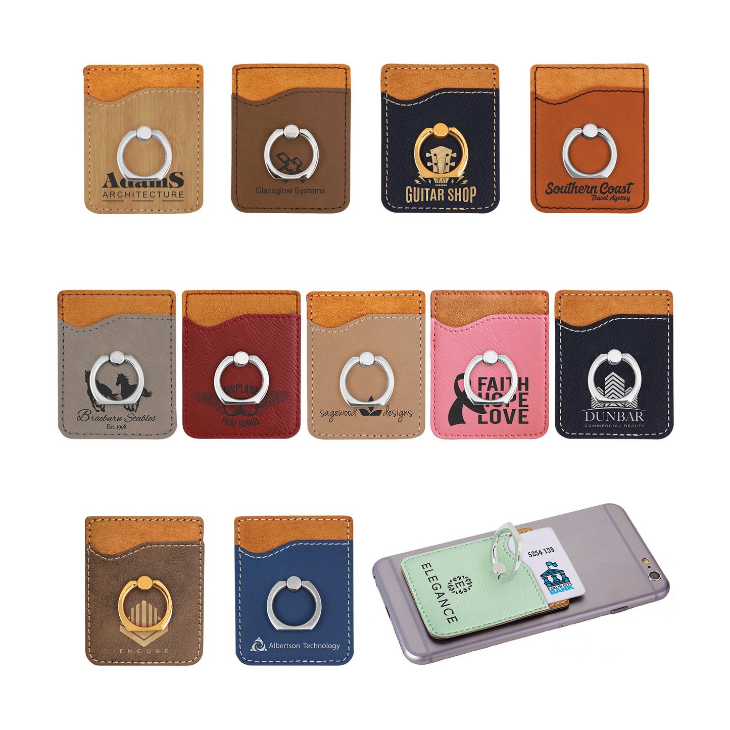 Leatherette Cell Phone Wallet with Ring