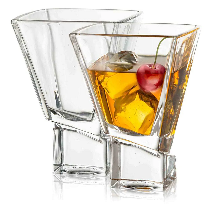 Square Martini Glasses 8 oz Stemless Cocktail Glasses - Personalized