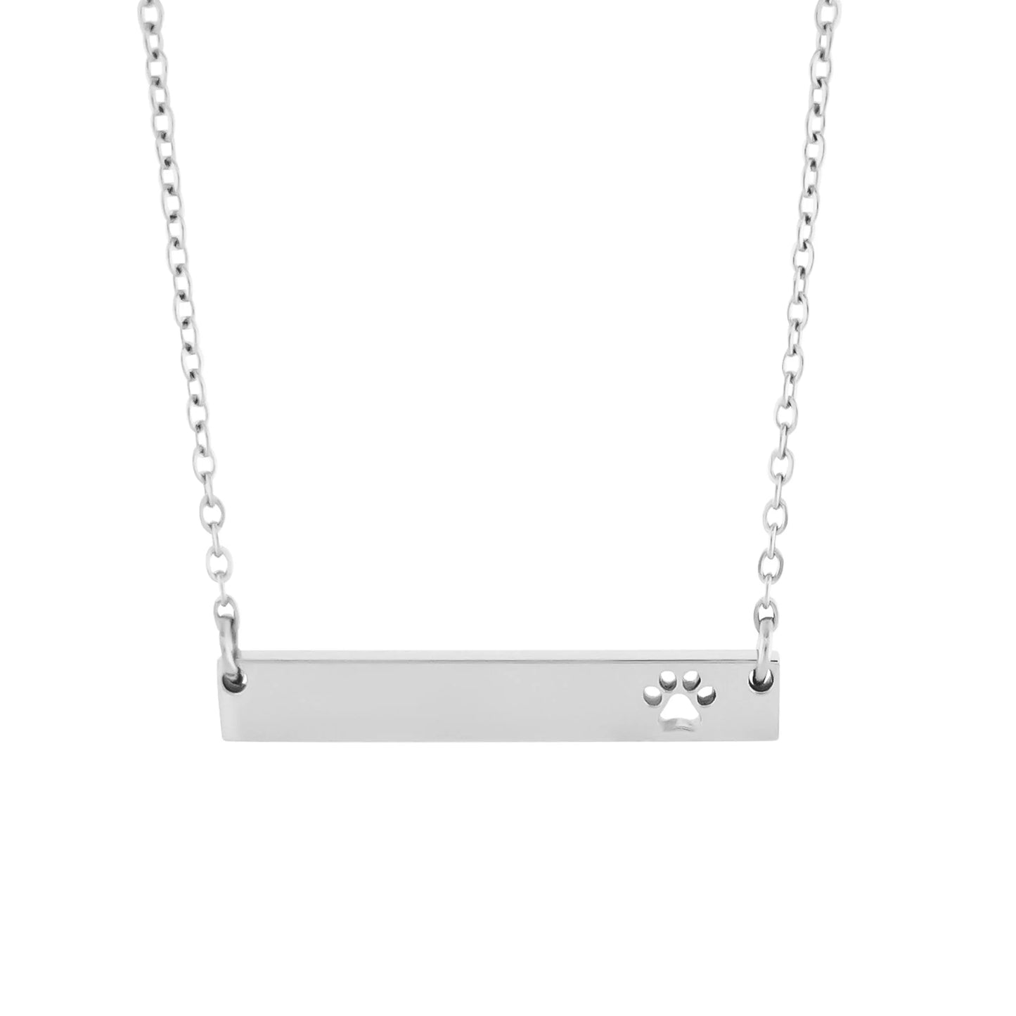 Personalized Paw Print Bar Necklace