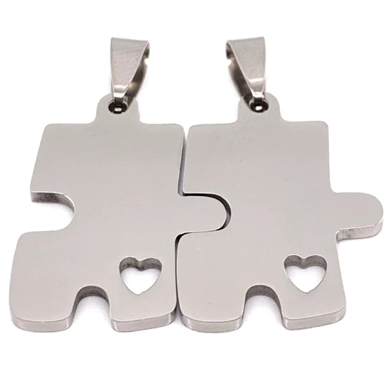 Personalized 2 Piece Break Apart Puzzle Pendants