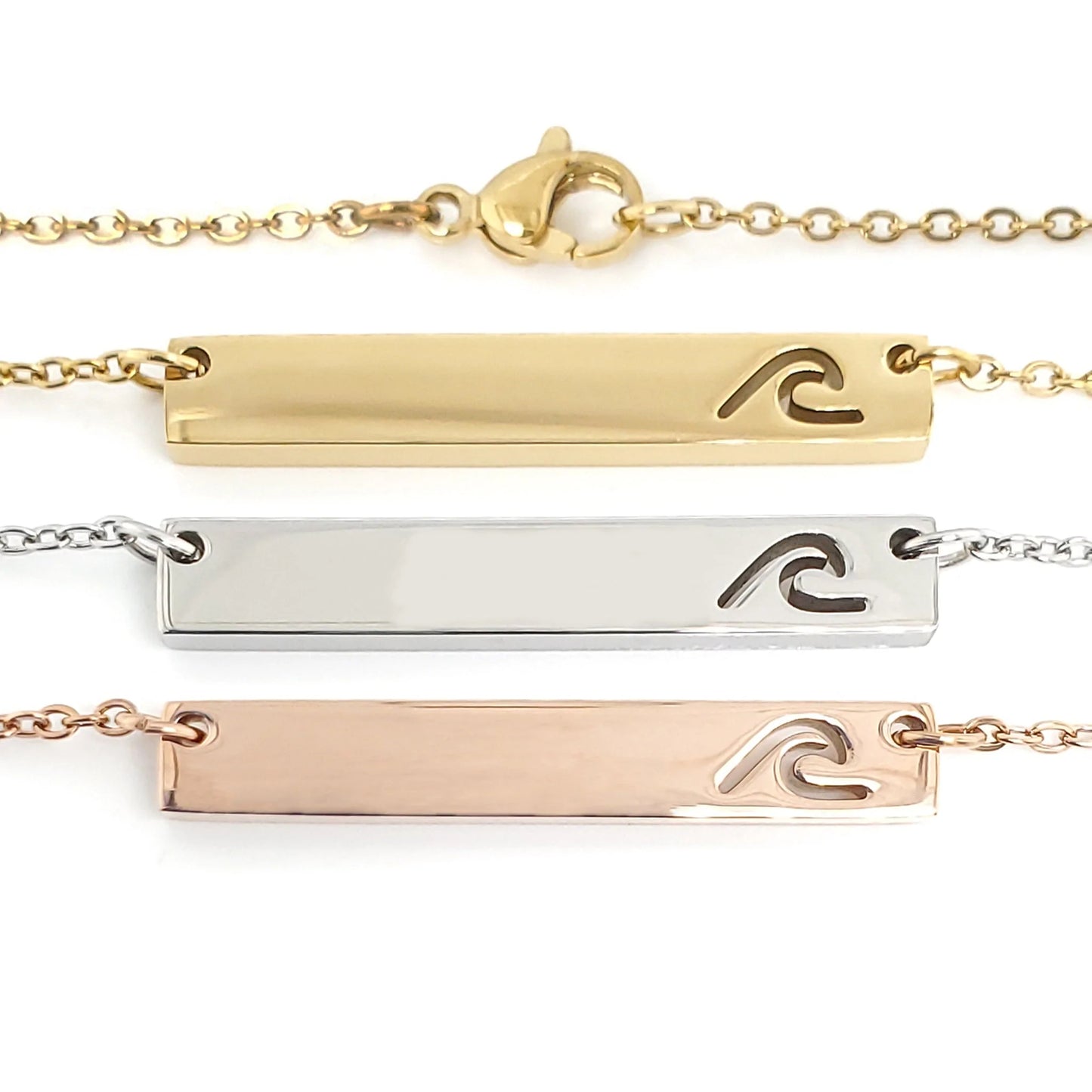 Personalized Wave Bar Necklace